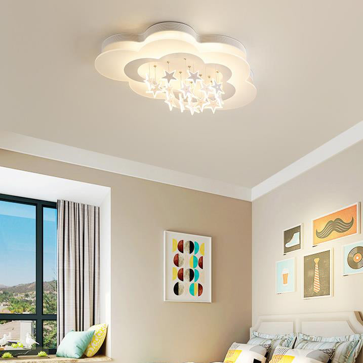Contemporary Nordic Star Decor Cloud Acrylic Shade LED Kids Flush Mount Ceiling Light For Bedroom Cuvalon
