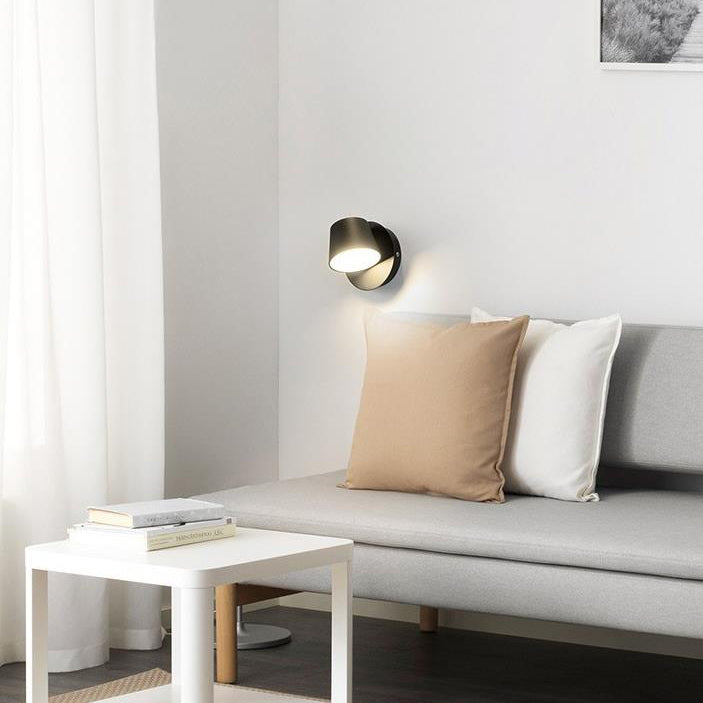 Contemporary Minimalist Dome Frosted Rotatable Aluminum LED Reading Wall Sconce Lamp For Bedroom Cuvalon