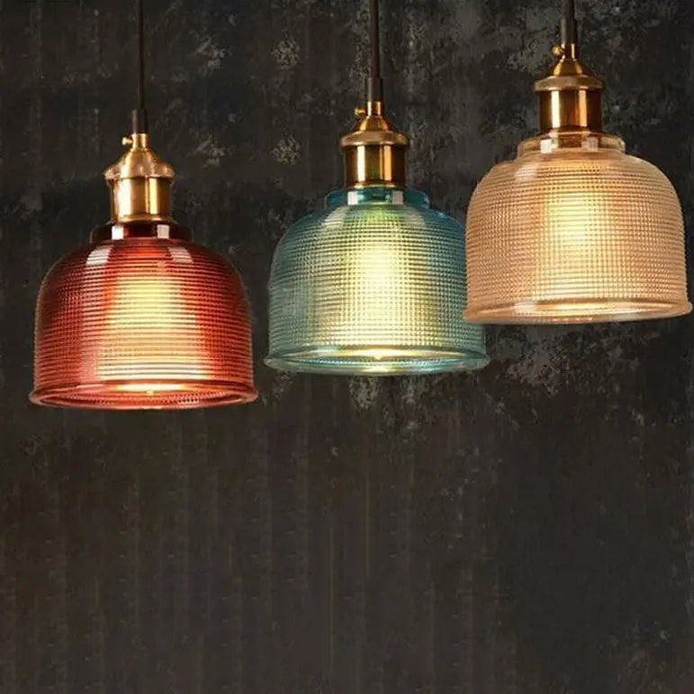 Vintage Textured Lattice Glass 1-Light Pendant Light Cuvalon