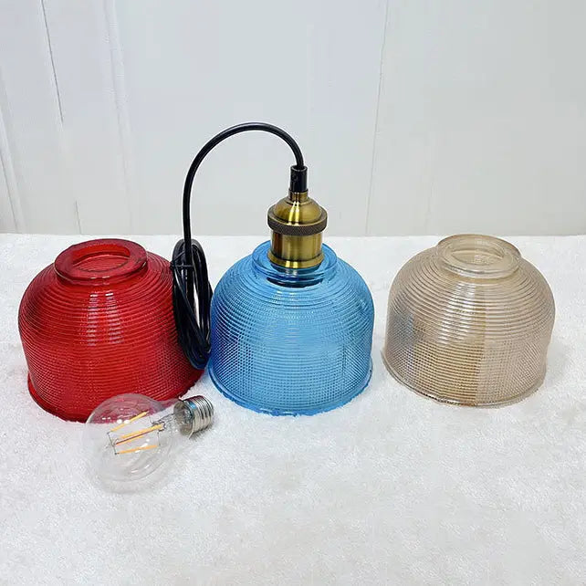 Vintage Textured Lattice Glass 1-Light Pendant Light Cuvalon