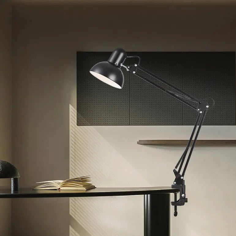 Modern Minimalist Retractable Long Arm Clip Iron ABS 1-Light Table Lamp For Bedroom Cuvalon