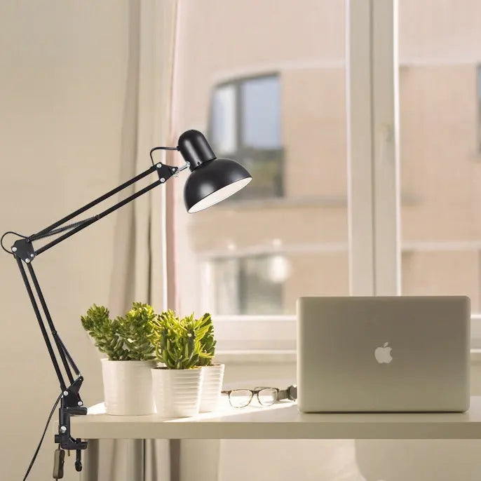 Modern Minimalist Retractable Long Arm Clip Iron ABS 1-Light Table Lamp For Bedroom Cuvalon