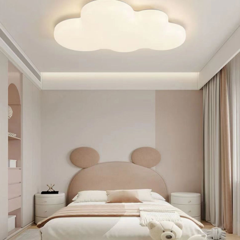 Contemporary Creative Kids Cloud PE LED Flush Mount Ceiling Light For Bedroom Cuvalon