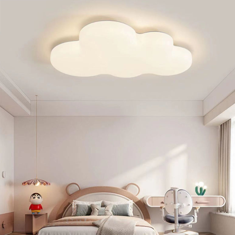 Contemporary Creative Kids Cloud PE LED Flush Mount Ceiling Light For Bedroom Cuvalon