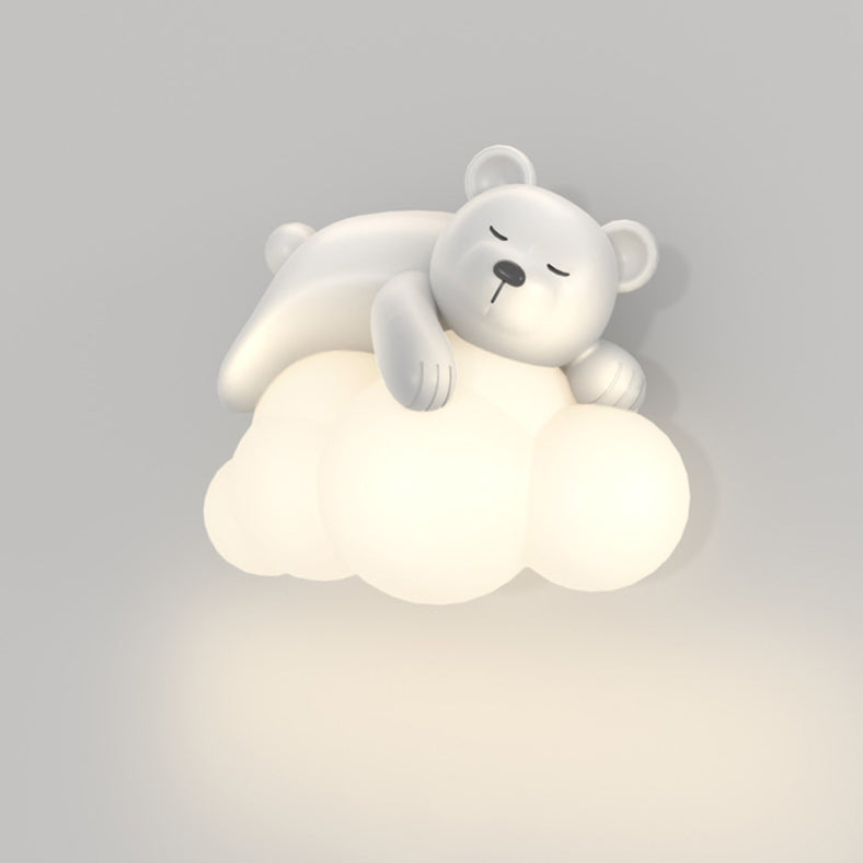 Contemporary Nordic Kids Resin PE Bear Rabbit LED Wall Sconce Lamp For Bedroom Cuvalon