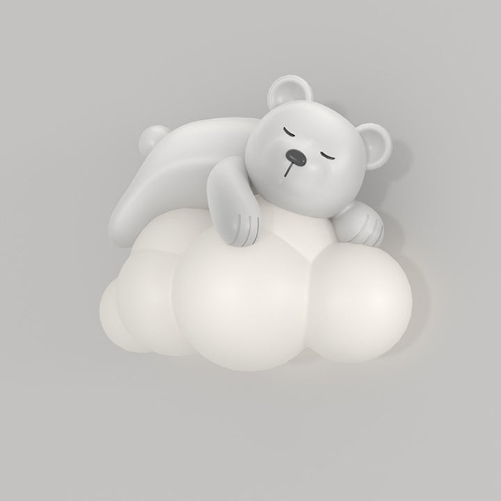 Contemporary Nordic Kids Resin PE Bear Rabbit LED Wall Sconce Lamp For Bedroom Cuvalon