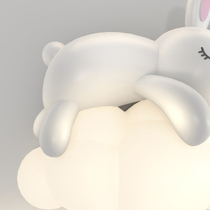 Contemporary Nordic Kids Resin PE Bear Rabbit LED Wall Sconce Lamp For Bedroom Cuvalon
