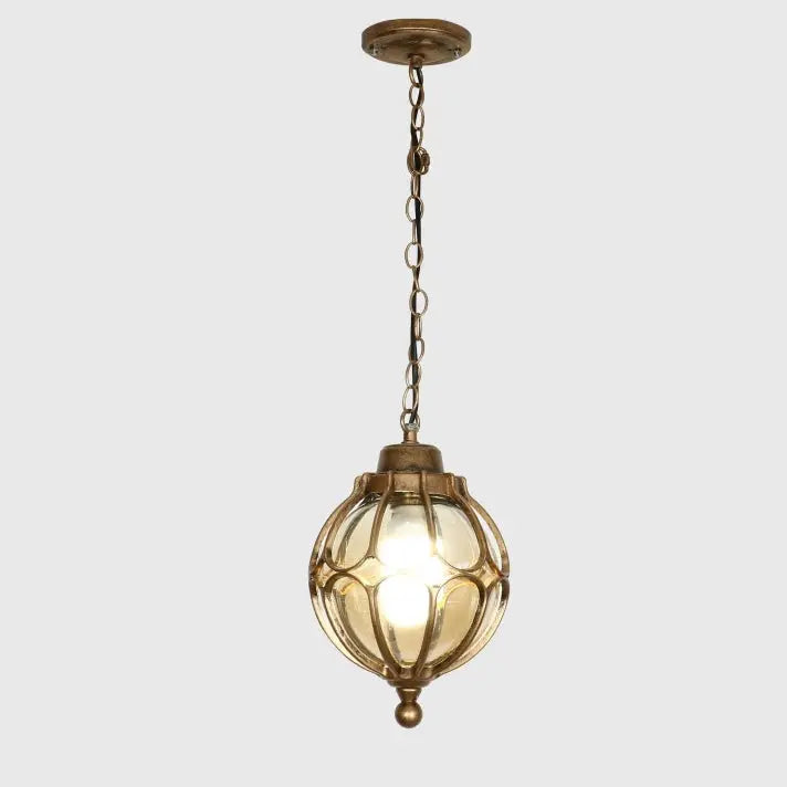 Traditional European Waterproof Aluminum Iron Glass Ball 1-Light Pendant Light For Outdoor Patio Cuvalon