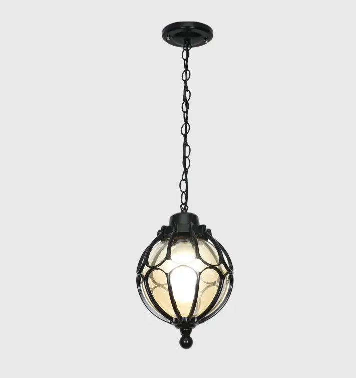 Traditional European Waterproof Aluminum Iron Glass Ball 1-Light Pendant Light For Outdoor Patio Cuvalon