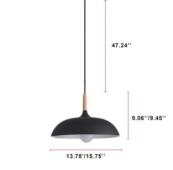 Modern Metal Wooden Top 1-Light Dome Pendant Light Cuvalon