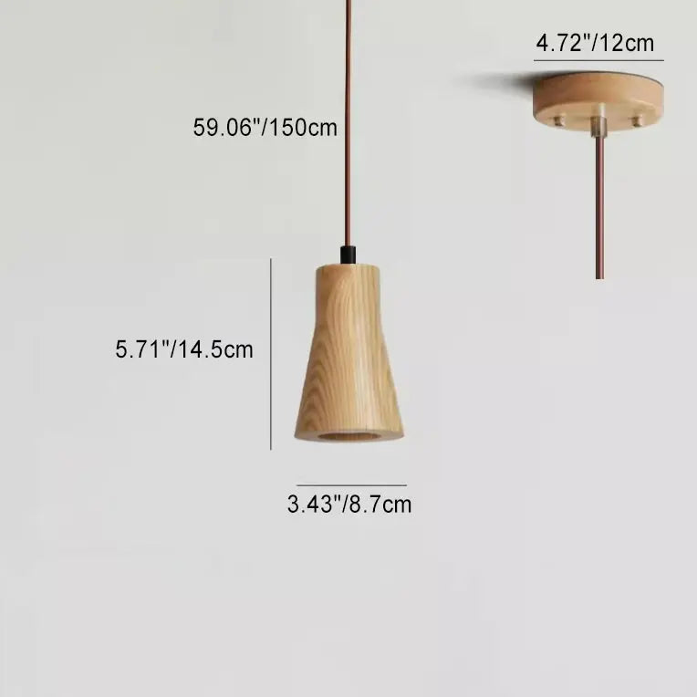 Simple Wooden Cylindrical 1-Light Small Pendant Light Cuvalon