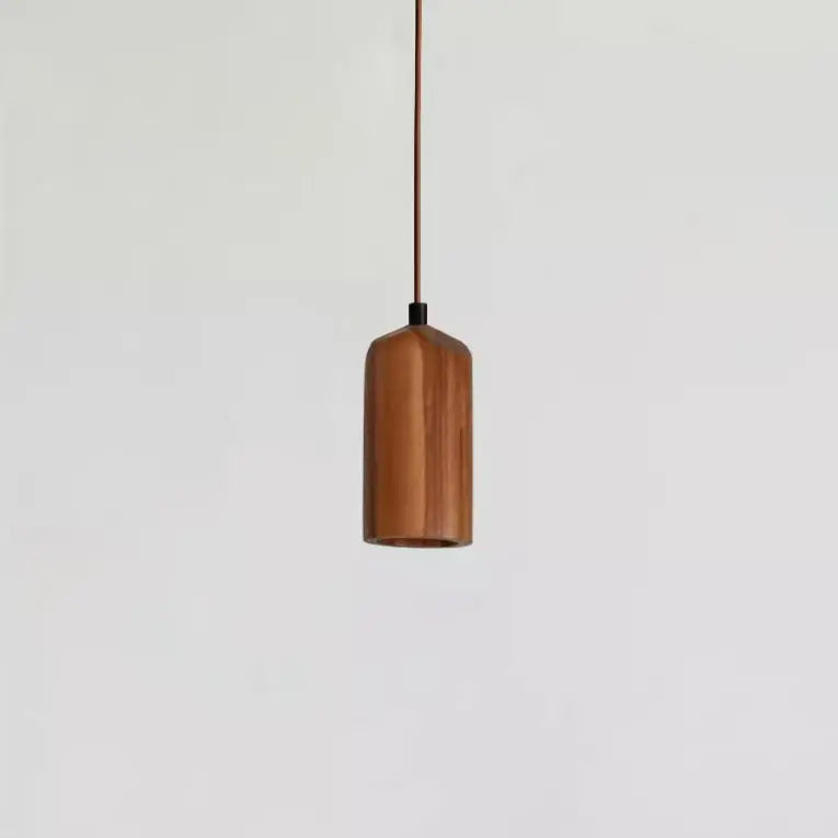Simple Wooden Cylindrical 1-Light Small Pendant Light Cuvalon