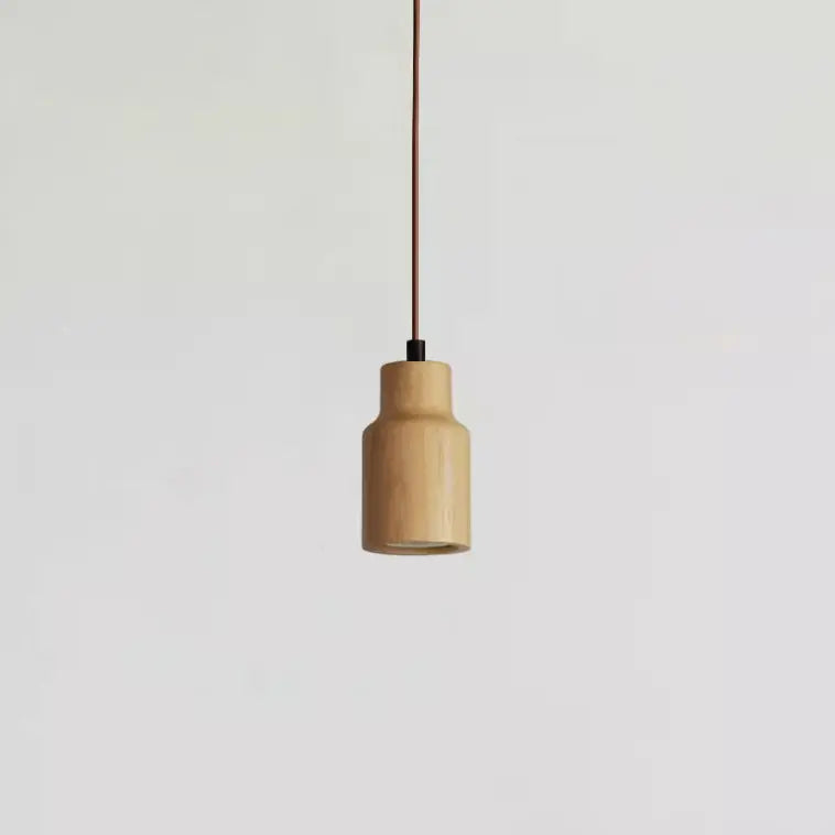Simple Wooden Cylindrical 1-Light Small Pendant Light Cuvalon