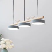 Nordic Creative Round Resin Bird Wood Linear Island Light LED Chandelier Cuvalon