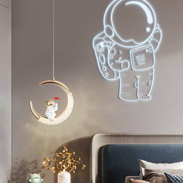 Modern Creative Astronaut Moon LED Kids Pendant Light Cuvalon