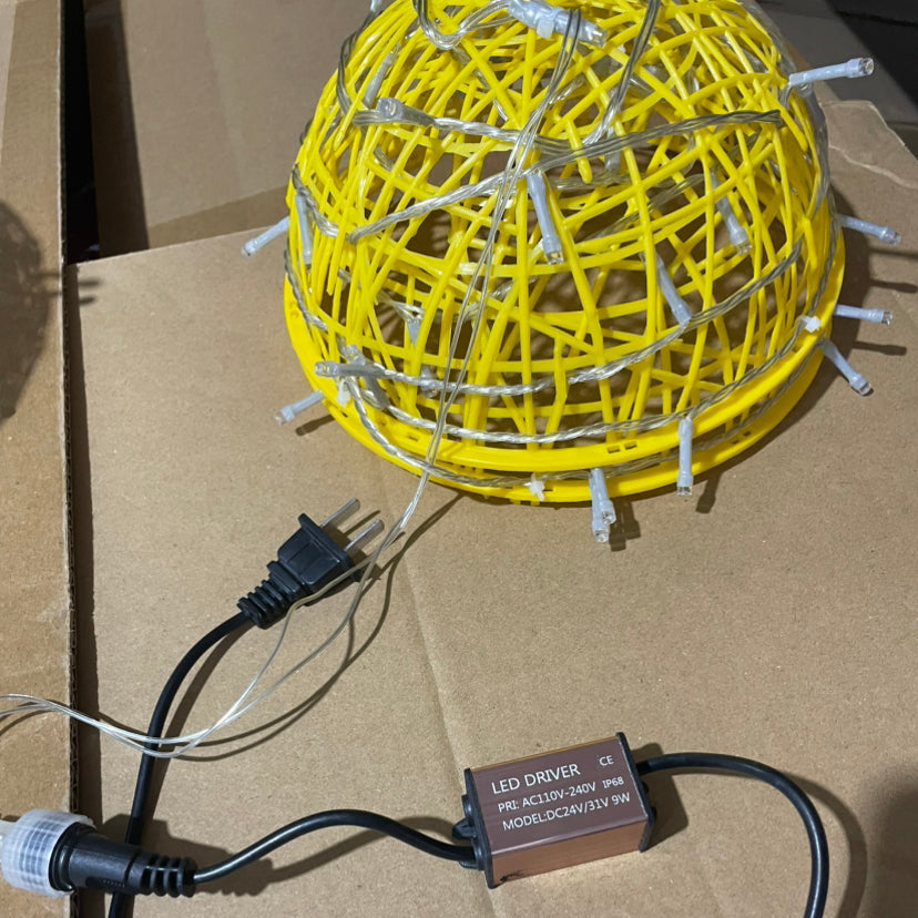 Modern Art Deco Solar Waterproof Weaving Ball Hanging PVC Plastic LED Outdoor Light Landscape Lighting For Garden Cuvalon
