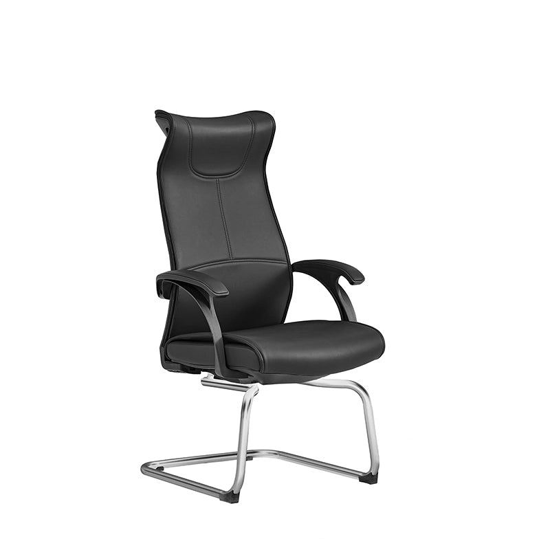 Modern Minimalist Ergonomic Leather Plywood Metal Office Chair Executive Gaming Desk Chair With Headrest Lumbar Support Cantilever Base For Home Office Set Of 2 Cuvalon