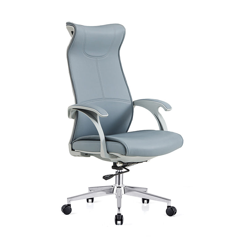 Modern Ergonomic High Back Leather Plywood & Metal Office Chair Executive Swivel Desk Chair With Headrest Lumbar Support Adjustable Rolling Computer Chair Cuvalon