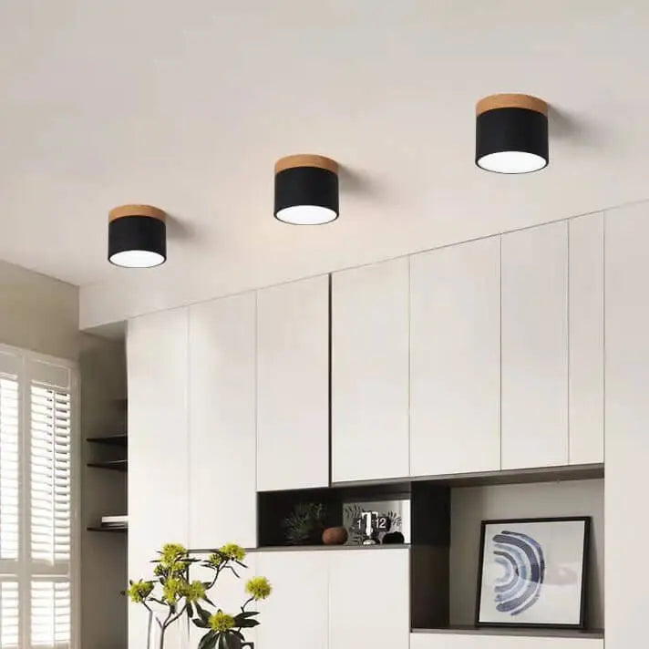 Scandinavian Macaroon Solid Color Log LED Flush Mount Ceiling Light Cuvalon