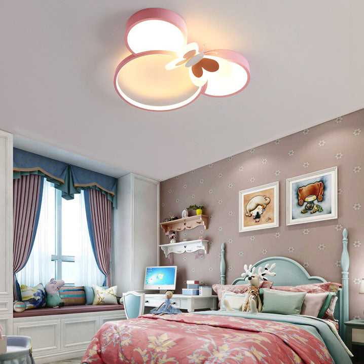 Modern Creative Minimalist Wrought Iron Cartoon Mouse LED Flush Mount Ceiling Light Cuvalon