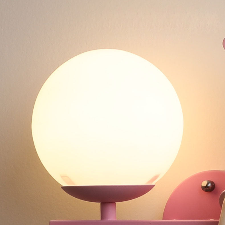Contemporary Creative Kids Girls Unicorn Orb Resin Iron Glass 1-Light Wall Sconce Lamp For Bedroom Cuvalon