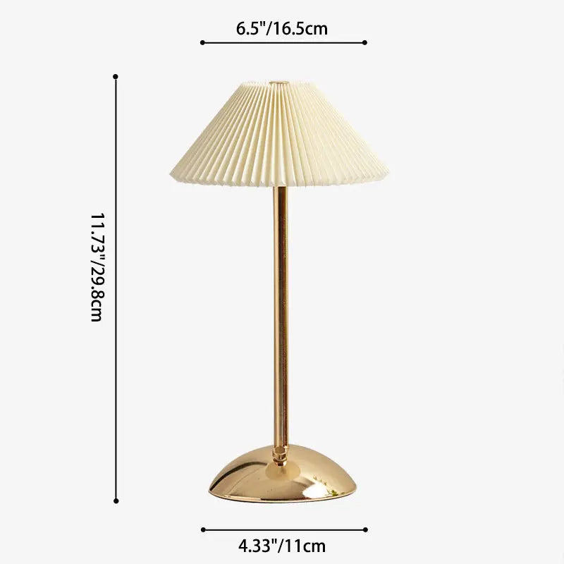 Contemporary Scandinavian Rechargeable Iron Fabric Conic Pleated 1-Light Table Lamp For Bedside Cuvalon