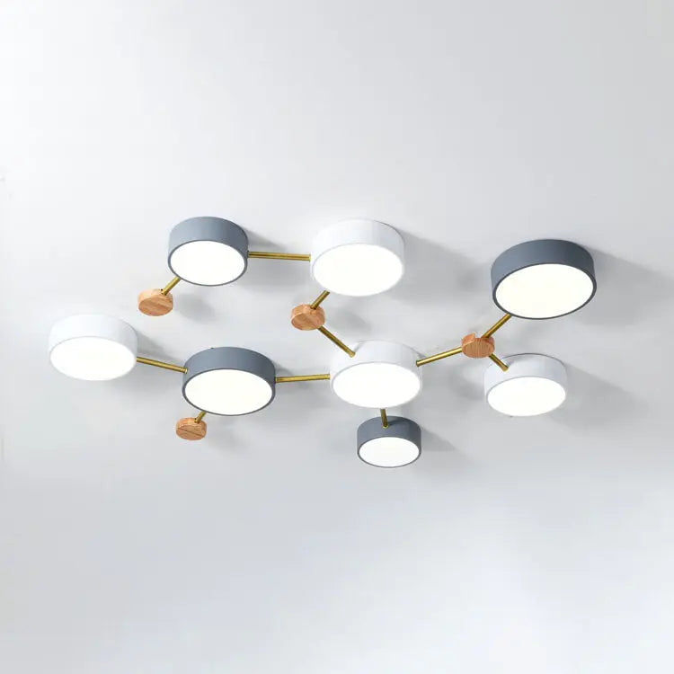 Scandinavian Minimalist Solid Wood Iron LED Flush Mount Lighting Cuvalon