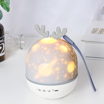 Contemporary Creative Kids Projectable Round Rabbit Deer ABS LED Table Lamp For Bedroom Cuvalon
