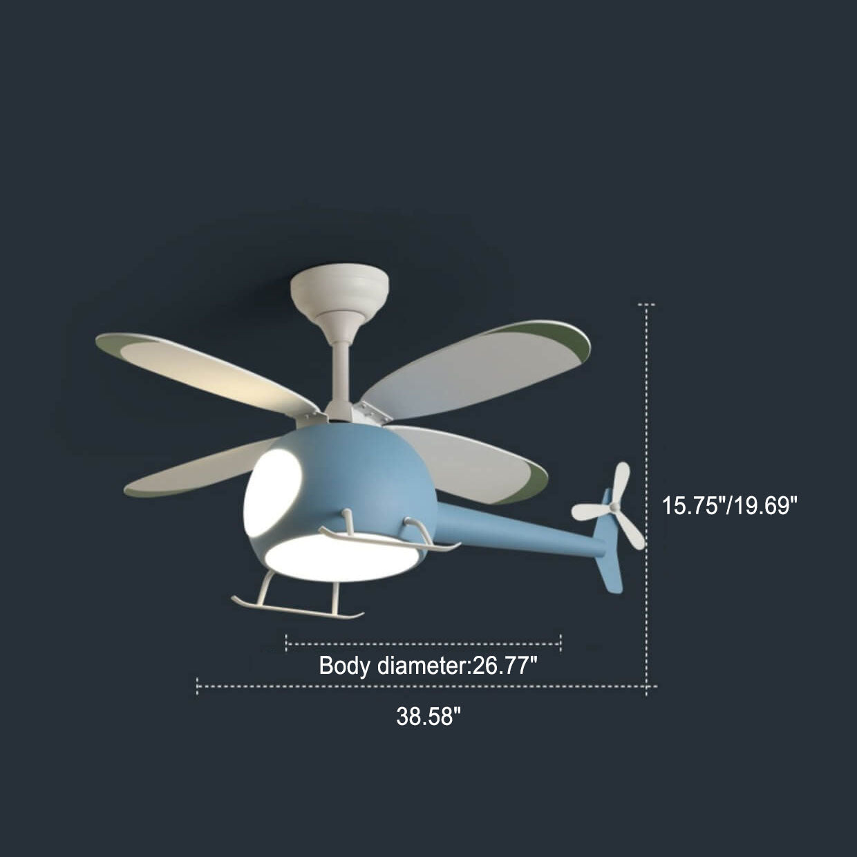 Simple Cartoon Aircraft LED Downrods Ceiling Fan Light Cuvalon