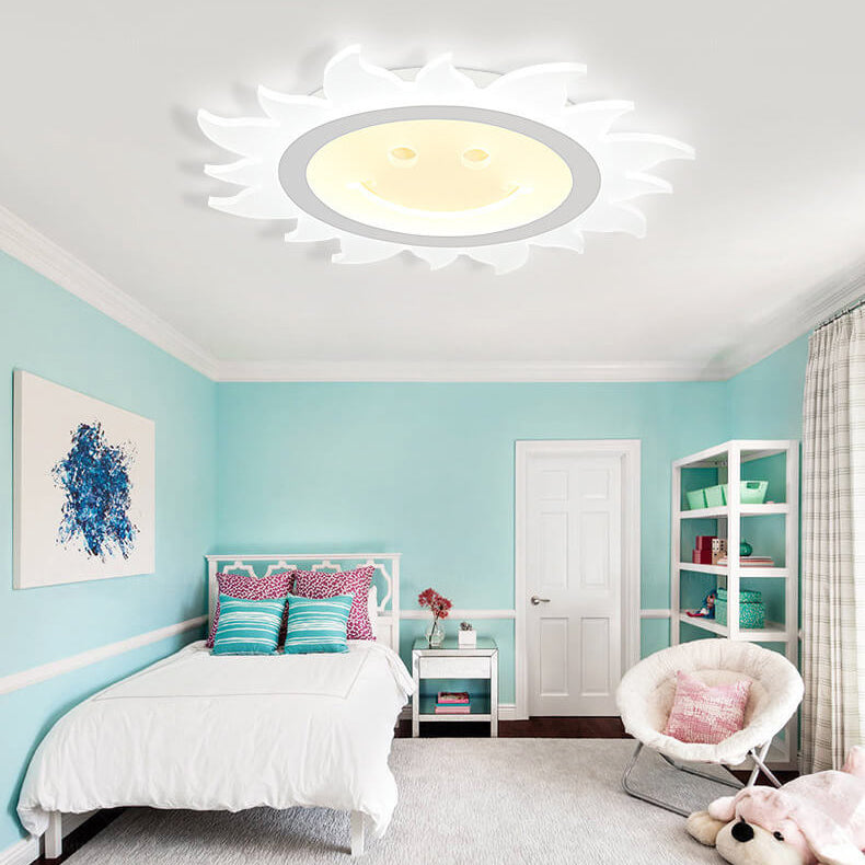 Creative Cartoon Smiley Sun LED Flush Mount Ceiling Light Cuvalon