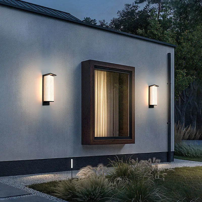 Modern Minimalist Solar Waterproof Rectangular Stainless Steel Acrylic LED Outdoor Wall Sconce Lamp For Outdoor Patio Cuvalon
