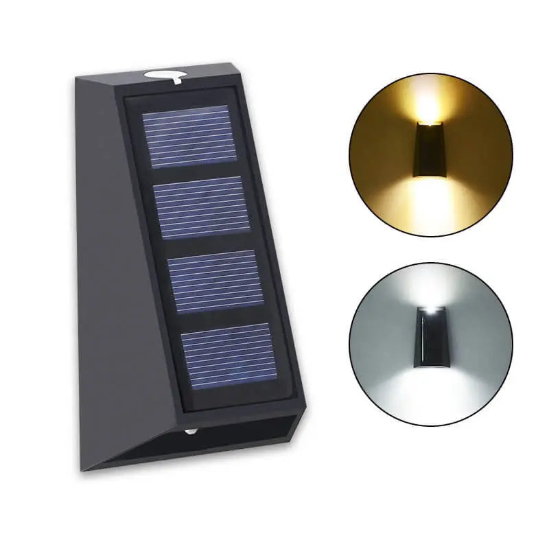 Solar Simple Trapezoid Outdoor RGB Patio LED Wall Sconce Lamp Cuvalon