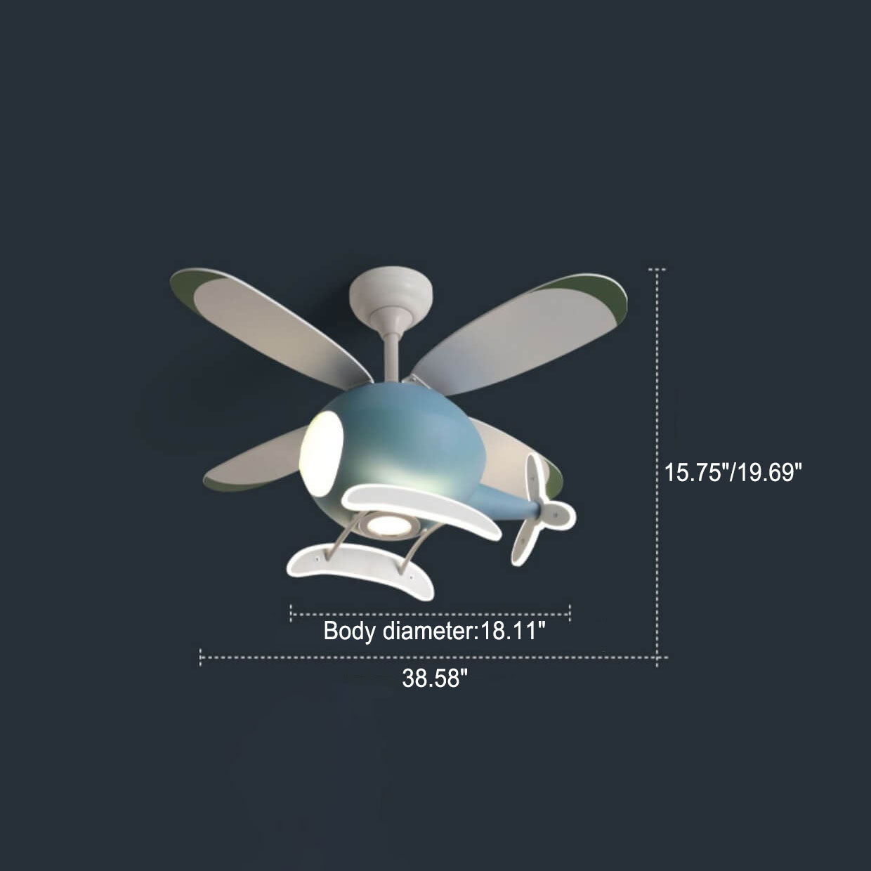 Simple Cartoon Aircraft LED Downrods Ceiling Fan Light Cuvalon