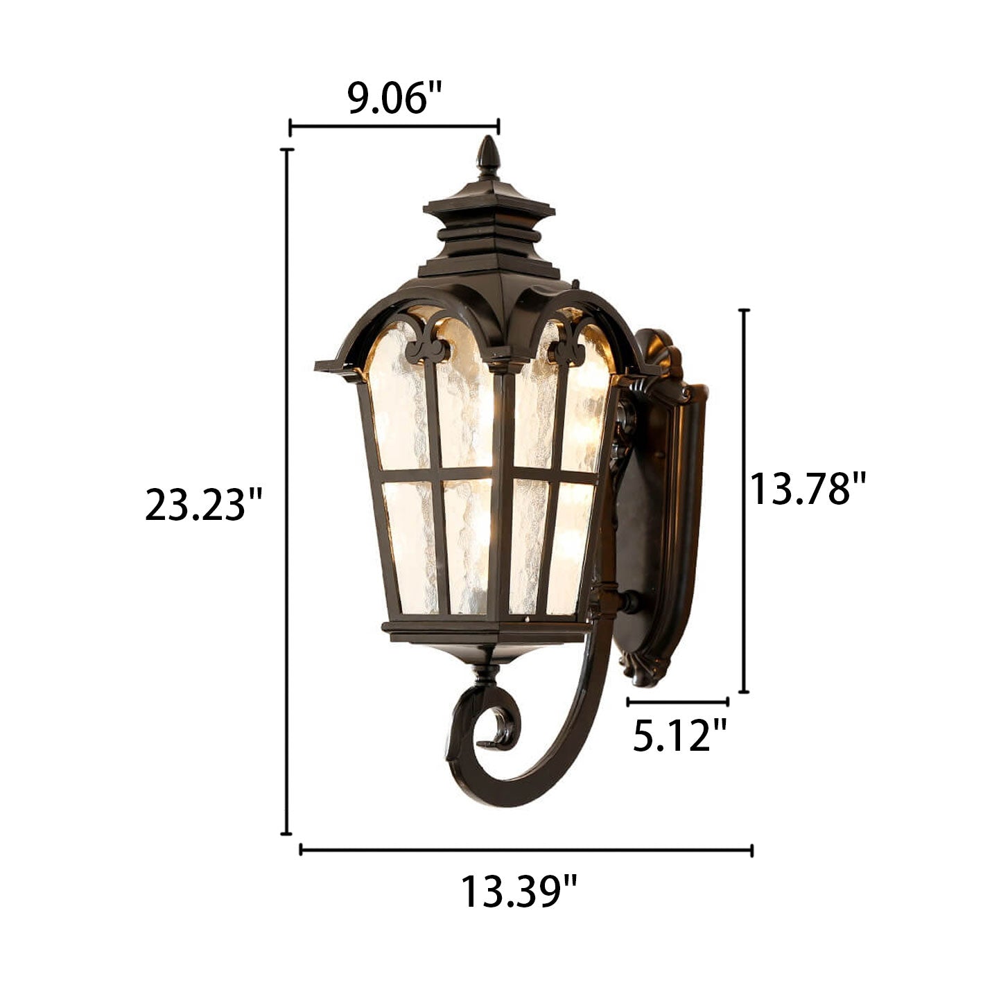 European Retro Glass Aluminum Lantern Outdoor Waterproof 1-Light Wall Sconce Lamp Cuvalon