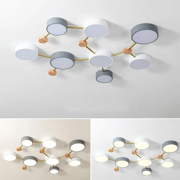 Scandinavian Minimalist Solid Wood Iron LED Flush Mount Lighting Cuvalon