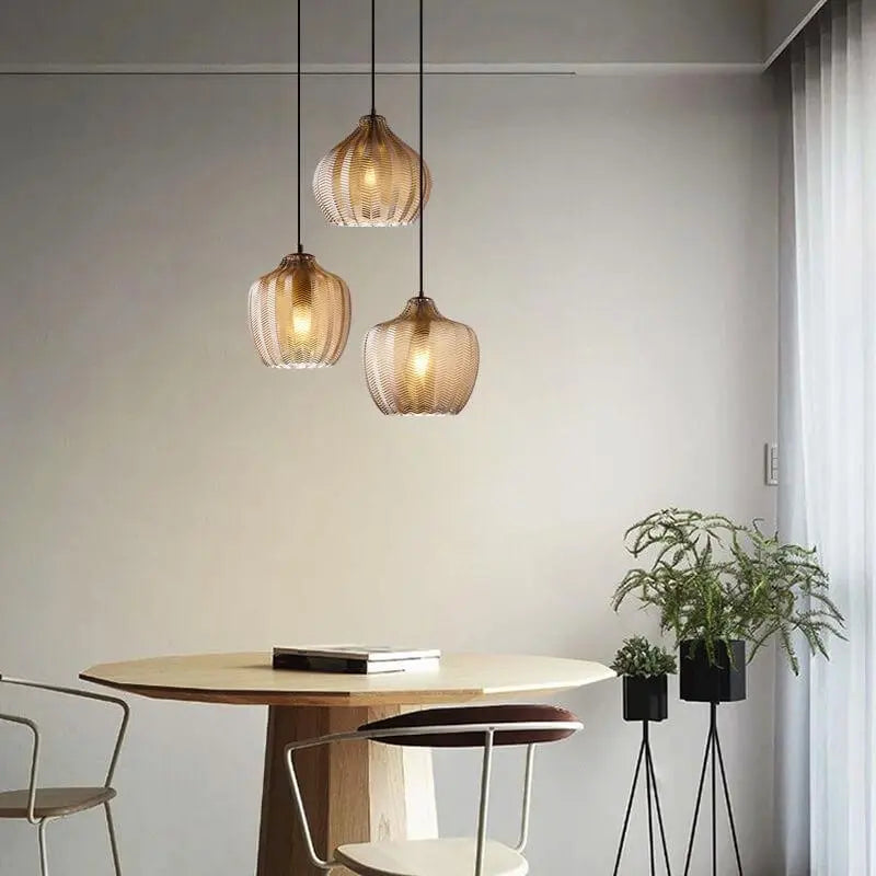 Nordic Textured Wavy Glass 1-Light Barrel Pendant Light Cuvalon