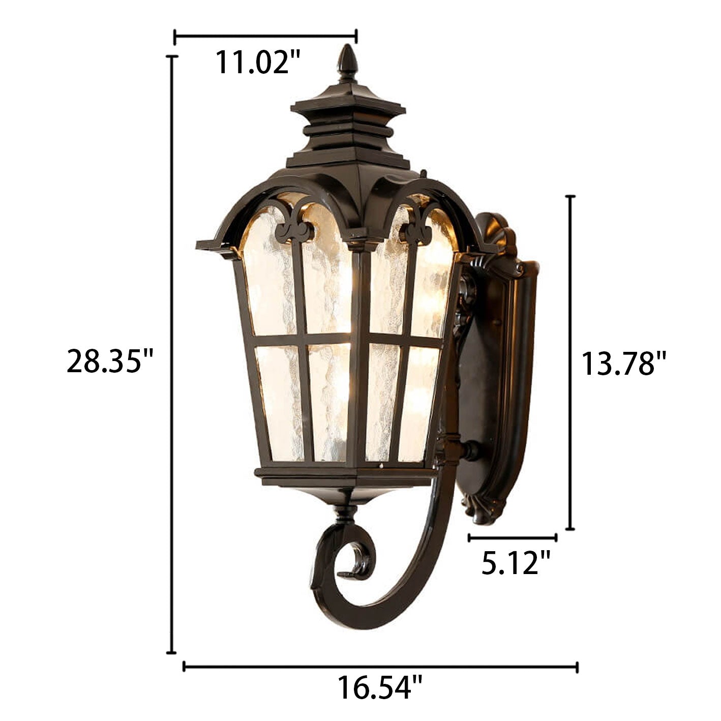 European Retro Glass Aluminum Lantern Outdoor Waterproof 1-Light Wall Sconce Lamp Cuvalon