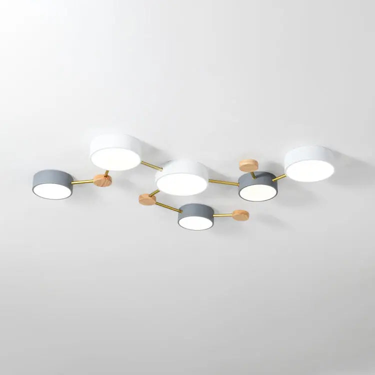 Scandinavian Minimalist Solid Wood Iron LED Flush Mount Lighting Cuvalon