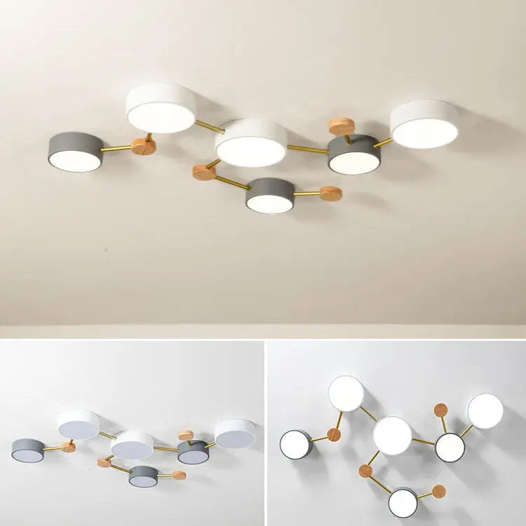 Scandinavian Minimalist Solid Wood Iron LED Flush Mount Lighting Cuvalon