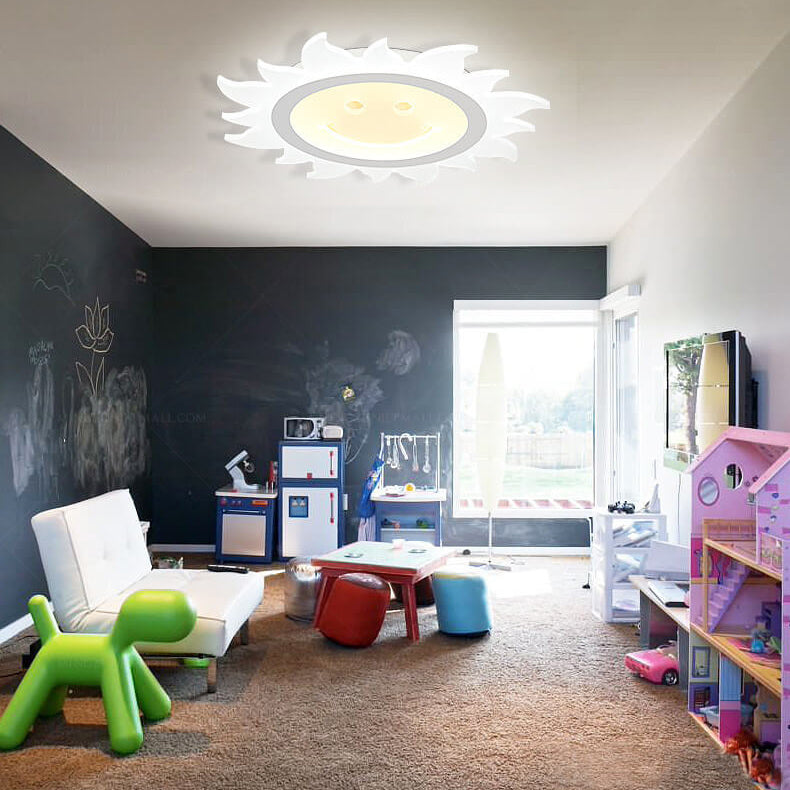 Creative Cartoon Smiley Sun LED Flush Mount Ceiling Light Cuvalon