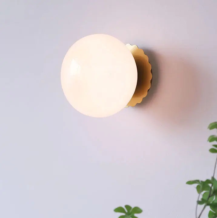 Modern Vintage Minimalist Iron Glass Round Head 1-Light Wall Sconce Lamp Cuvalon
