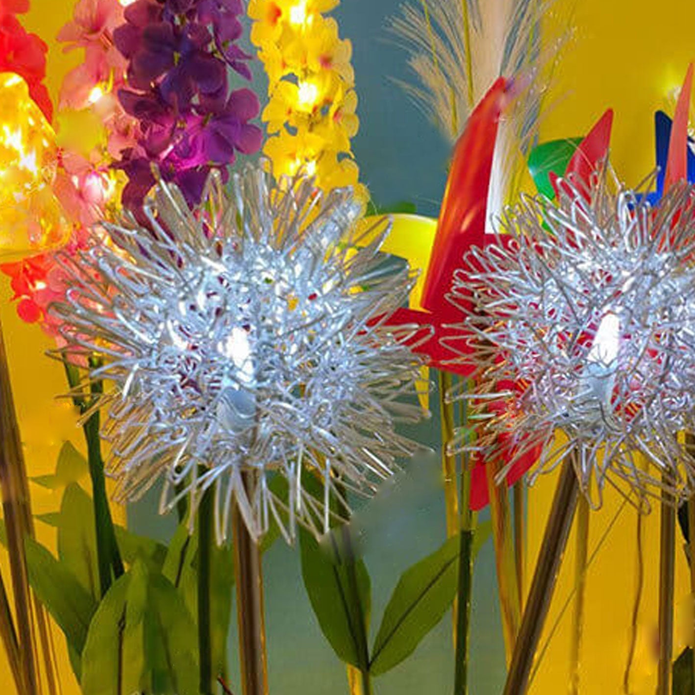 Solar Dandelion Aluminum Wire Globe Light LED Outdoor Waterproof Luminous Garden Insert Ground Landscape Light Cuvalon