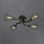 Industrial Vintage Water Pipe Round Iron 4/6/8 Light Flush Mount Ceiling Light Cuvalon