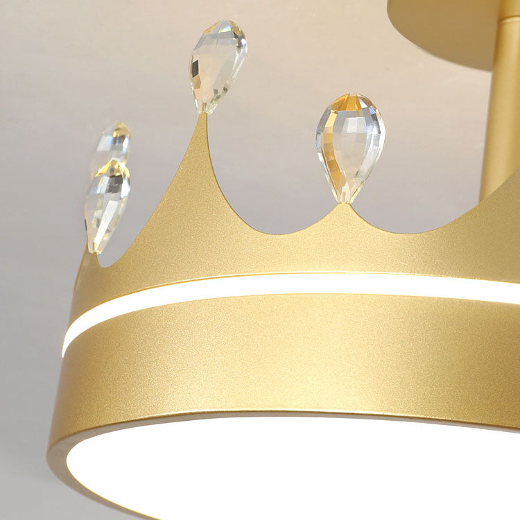 Cartoon Creative Crown LED Kids Semi-Flush Mount Ceiling Light Cuvalon