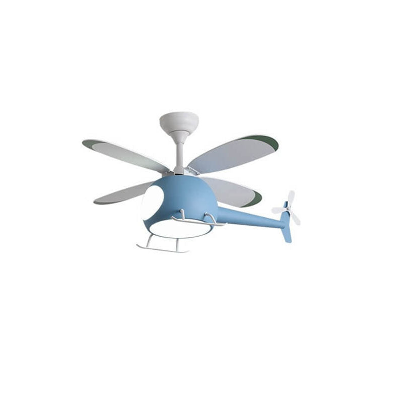 Simple Cartoon Aircraft LED Downrods Ceiling Fan Light Cuvalon