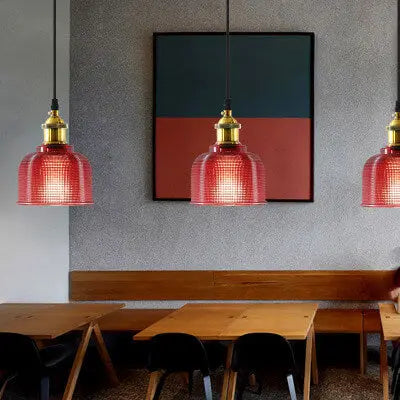 Vintage Textured Lattice Glass 1-Light Pendant Light Cuvalon