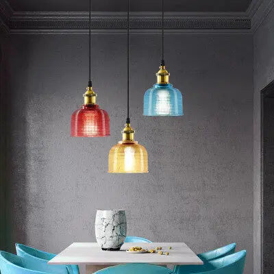 Vintage Textured Lattice Glass 1-Light Pendant Light Cuvalon
