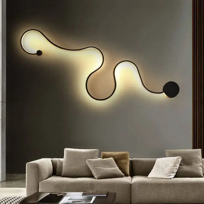 Modern Long Aluminum Snake Shaped 1-Light Curved LED Wall Sconce Lamp Cuvalon