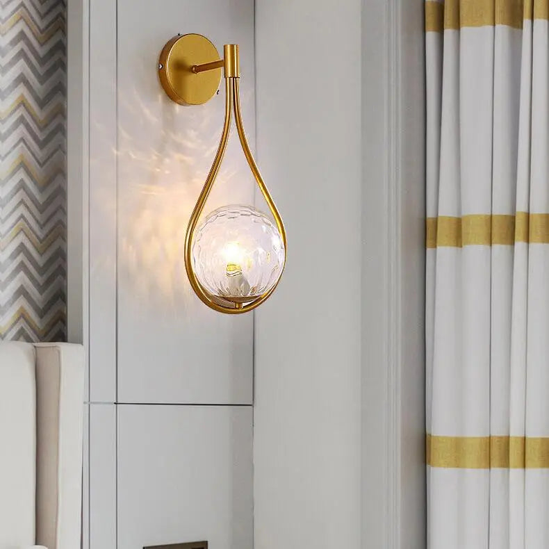Modern 1-Light Globe Water Drop Shape Armed Sconce Lamp 2 Design Cuvalon