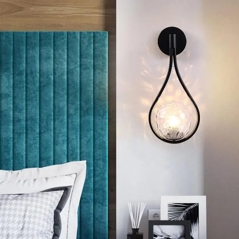 Modern 1-Light Globe Water Drop Shape Armed Sconce Lamp 2 Design Cuvalon